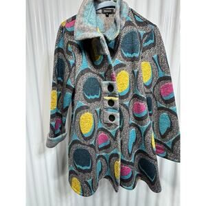 Damee Colorful Funky Wearable Art Fleece Coat Jacket Small Art Go Wear A-Line